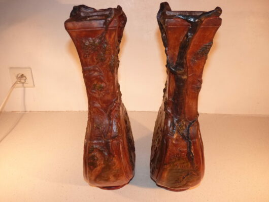 Paire vases polychromes Art Nouveau – Image 5