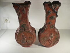 Paire vases polychromes Art Nouveau