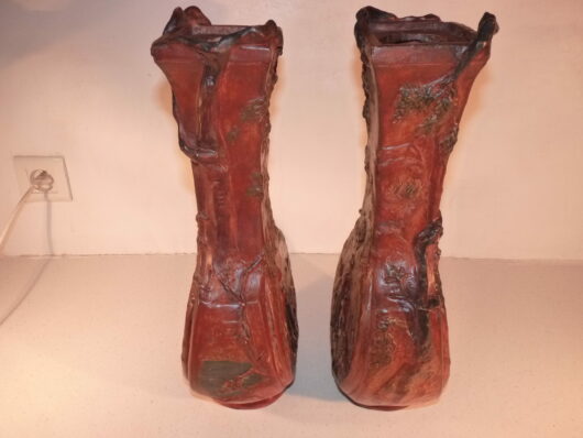 Paire vases polychromes Art Nouveau – Image 6